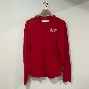 Abercrombie & Fitch Men's Large Long Sleeve Crewneck Red with A&F Logo front